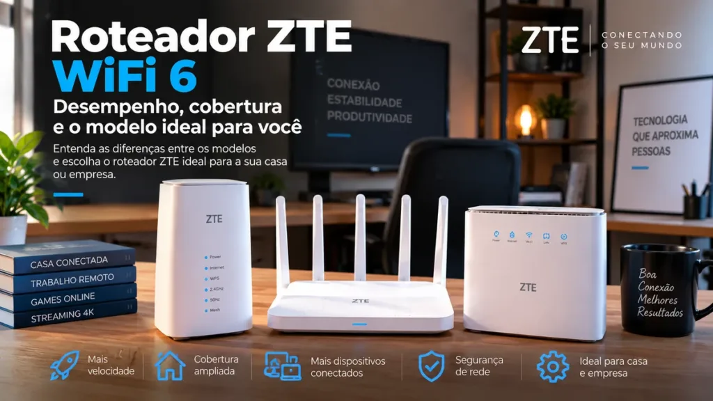 Roteador ZTE WiFi 6 Roteador ZTE WiFi 6 para casa e empresa