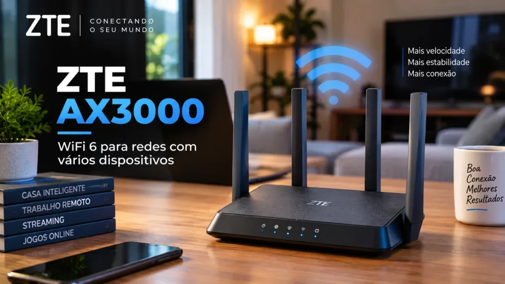 roteador ZTE WiFi 6 ZTE AX3000 com WiFi 6