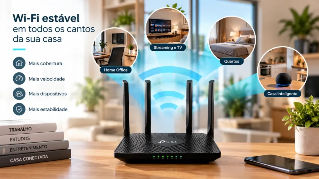 Alcance do roteador TP-Link 4 antenas em diferentes ambientes da casa