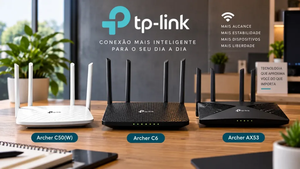 Roteador TP-Link 4 antenas: modelos C50(W), C6 e AX53