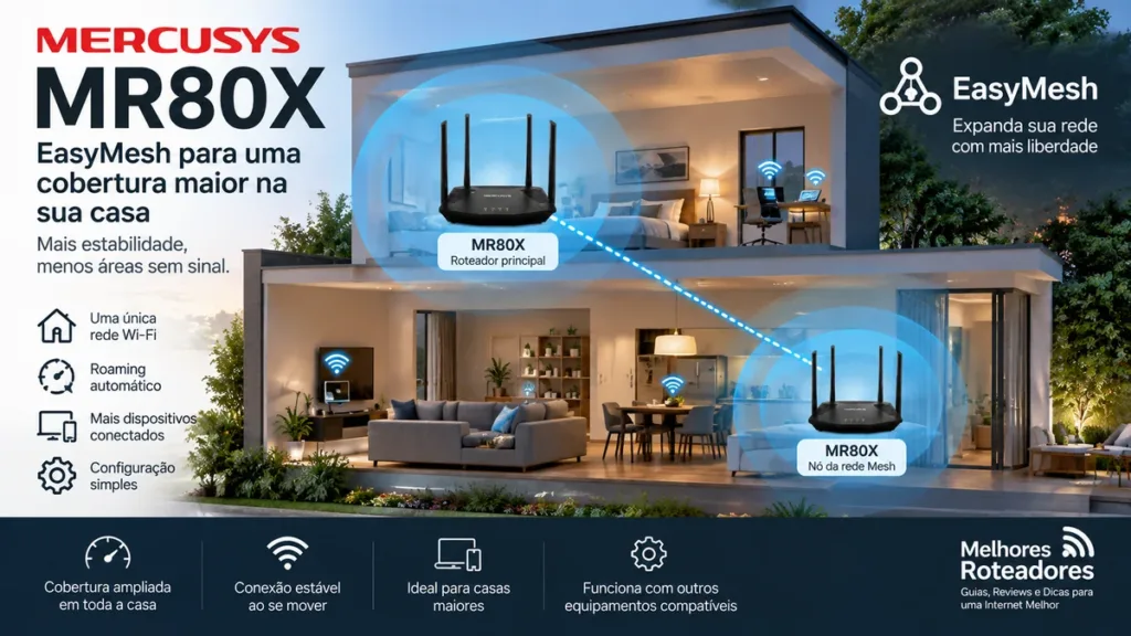 Mercusys MR80X é Bom? Análise do Roteador Wi-Fi 6 AX3000 Mercusys MR80X com EasyMesh ampliando a cobertura Wi-Fi da casa