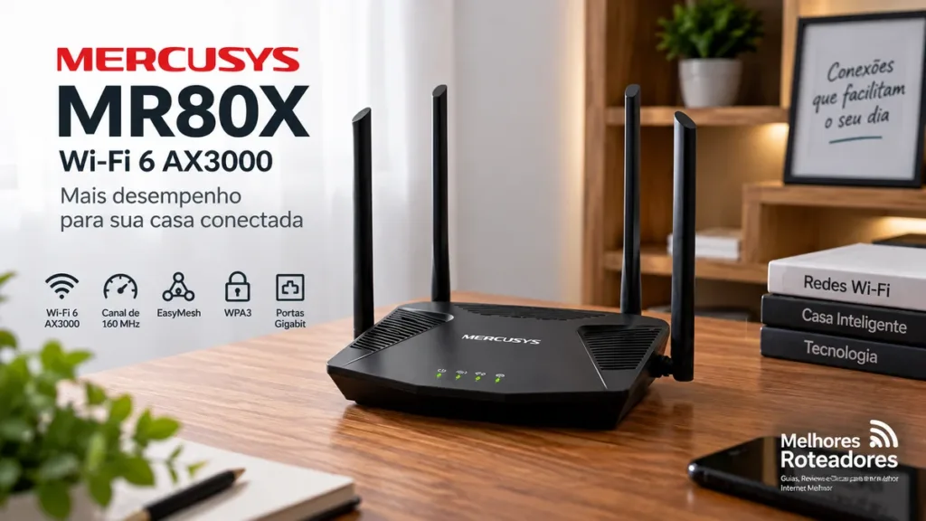 Mercusys MR80X é Bom? Análise do Roteador Wi-Fi 6 AX3000 Mercusys MR80X Wi-Fi 6 AX3000 com EasyMesh e portas Gigabit