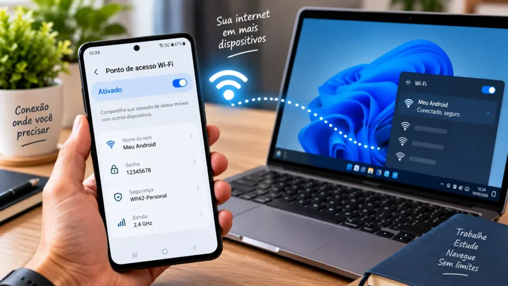 Como rotear internet do celular Android para um notebook