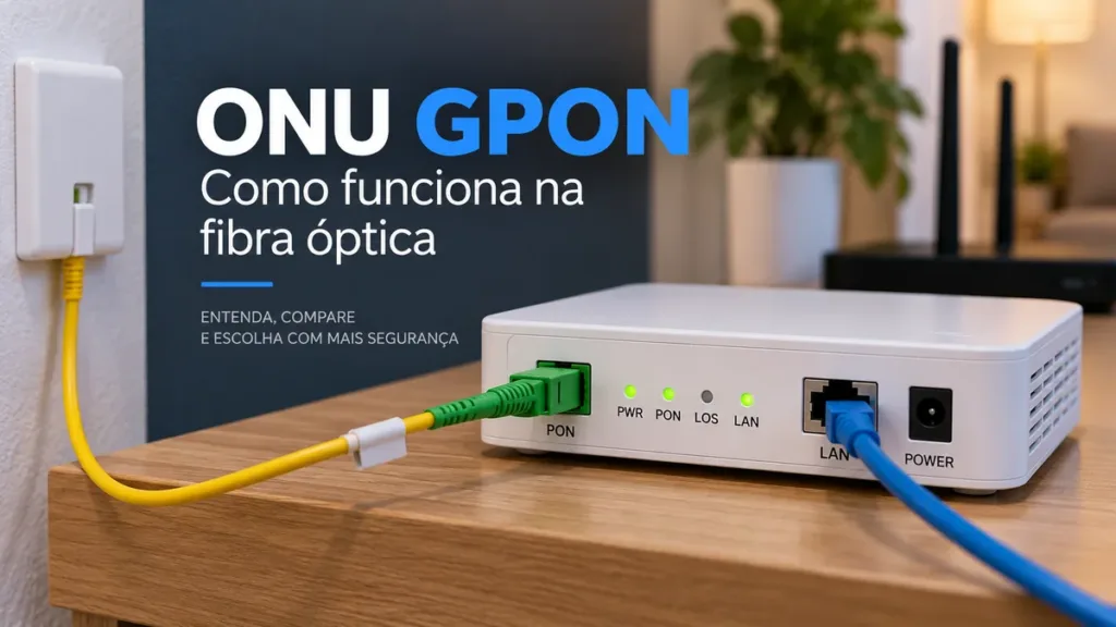 ONU GPON para conexão de internet por fibra óptica