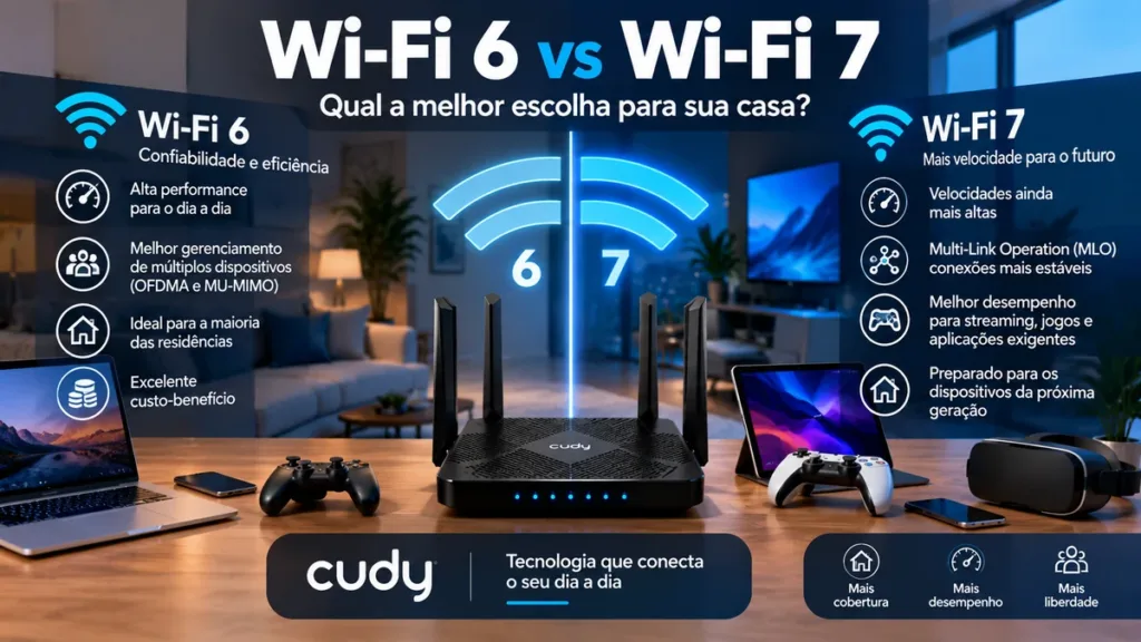 Roteador Cudy Wi-Fi 6 vs Wi-Fi 7