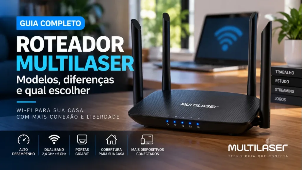 Roteador Multilaser para rede Wi-Fi doméstica