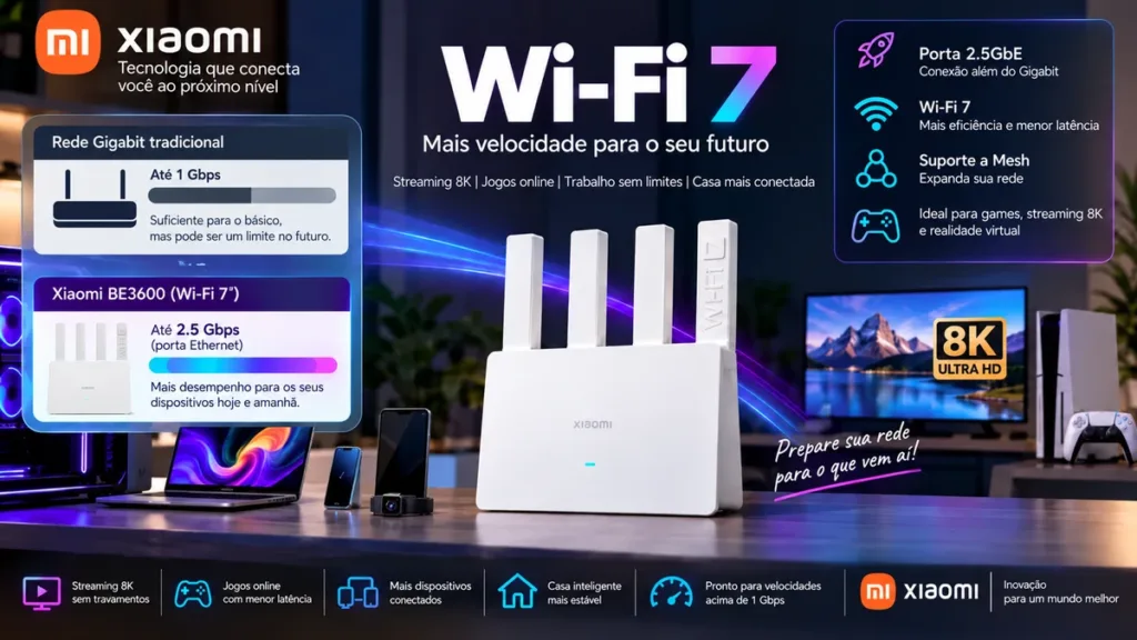 Xiaomi BE3600 Wi-Fi 7 com porta 2.5GbE
